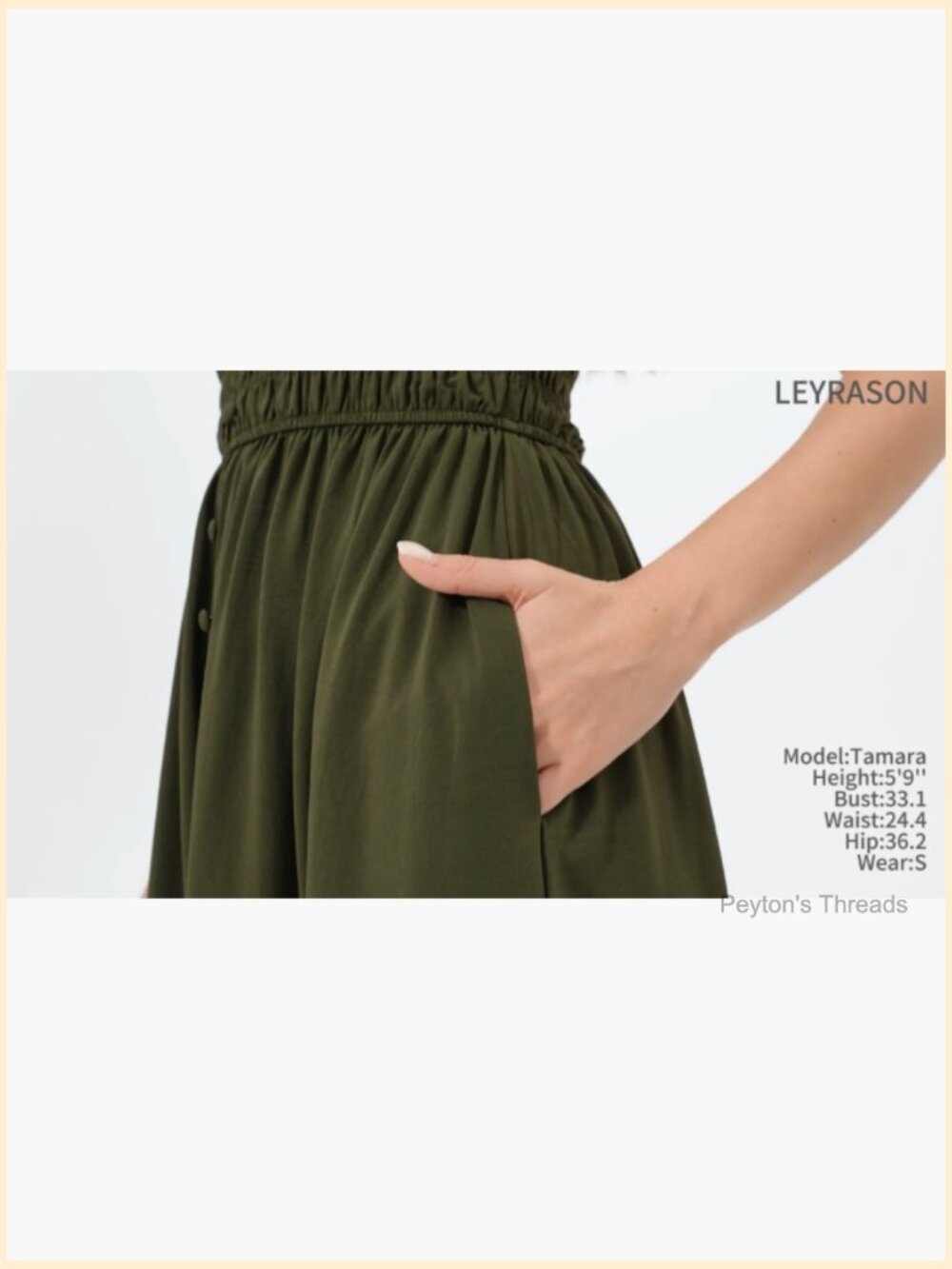 Midi Dress Square Neck Button Down Smocked Ruffle Strap Flowy Beach Sundress - Picture 7 of 7